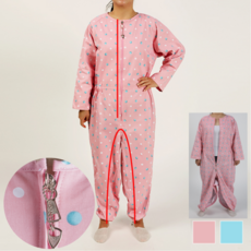 치매대응복 삼정휴먼서버 노인치매복 치매우주복 특수지퍼 분리지퍼 기저귀 교환 환자복 병원 순면 간병 노인 요양 환자복, 블루S, 1개