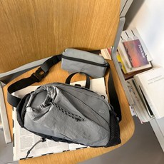 戶外徒步登山旅行斜挎包男女多功能腰包大容量輕便運動騎行雙肩包, 灰色【送小包】