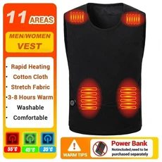 11개 구역 발열 조끼 겨울용 따뜻한 USB 충전 발열 조끼 남녀 야외 스키 하이킹 캠핑 전기 발열 스키 조끼