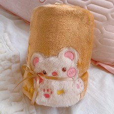 兒童毯子C22 多款動物造型嬰兒被 法蘭絨毛毯 小卷毯 珊瑚絨 嬰兒空調毯 絨毛捲捲毯, 奶棕小熊』約80*100cm