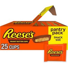 Reese's 리세스 밀크초콜릿 스낵 사이즈 땅콩버터 컵 캔디 팬트리 팩 389g, 1개