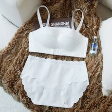 無肩帶裹胸胸罩套裝 集中防滑內衣內褲組