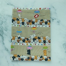 【現貨B區】貓咪兔子圖案布書衣 A5尺寸可調式書套, 1個, B-13 貓咪夾娃娃