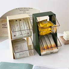 BAGEL蓓果 茶包收納盒 零食收納盒 文具收納 咖啡膠囊收納盒 桌上收納, 1個, 米色, 米色