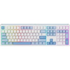 EPOMAKE TH08 풀사이즈 기계식 키보드 8000mAh 배터리 무선 게이밍 크리미 개스킷 08개의 키 핫 스왑 커스텀 드라이버 RGB 백라이트블루앤화이트 씨솔트 무음, Blue&White, Sea Salt Silent
