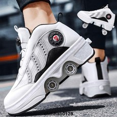 新款四輪暴走鞋男女童雙排輪滑鞋學生6-16歲青少年變形溜冰鞋成人 浮隱—用心幫您甄選, 新款33大四輪寶藍皮面輪子可收,31標準碼, 1個