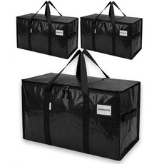 마마조아 오래쓰는 이사가방 이불가방 옷정리 수납함, 3개, 블랙