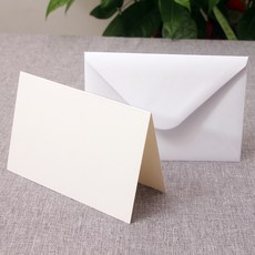 심플 화이트 접이식 카드 + 봉투 10개 세트, 1팩, 화이트 중형