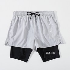 男士防走光速乾寬鬆大碼純色五分海邊沙灘泳褲