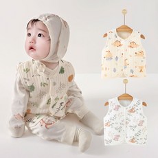 엠에스키즈 신생아 아기 사계절 누빔 순면 실내조끼 0세-3세까지