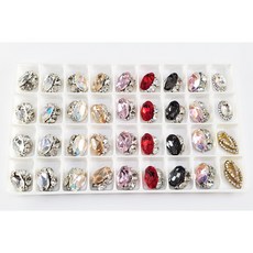 美甲合金鑽飾套組 珍珠寶石水晶大鑽混合 立體異形鑽 穿戴甲造型設計 堆鑽飾品盒裝, 1個, 大鑽飾05【格子11*14mm】36顆, 大鑽飾05【格子11*14mm】36顆