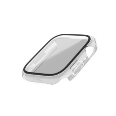 UNIQ 錶殼 適用於 Apple Watch 7/8/9 曲面鋼化玻璃保護殼, 透明(Nautic系列增加防水防塵功能,45mm-S7/8/9共用, 1個
