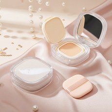 diy 사각 쿠션 팩트 케이스 공병 용기, 2개, 베이지 사각 유광