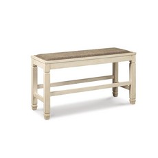 Signature Design by Ashley Bolanburg 더블 업홀스터드 벤치 카운터 높이 화이트 워시, Counter Height