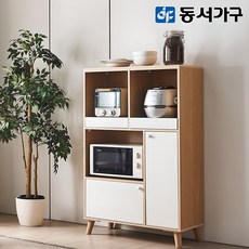 동서가구 애니 3단 800 렌지대 에어프라이기 밥솥 선반 겸 수납장 DF643488, 오크화이트