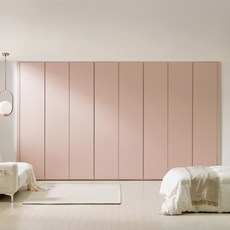 보루네오 히든그루브 무몰딩 여닫이 붙박이장 240~390cm E0등급, 390cm, 로투스핑크