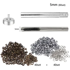 80set 4mm ~ 12mm 금속 구멍 그로멧 몰드 링 에어 홀 리벳 설치 펀치 도구 DIY 의류 신발 커튼, 04 5mm