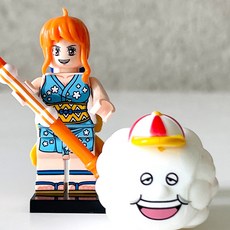 핸드브릭 팩토리 커스텀 미니브릭 피규어 원피스 해적 호환 블록호환, 053. 나미와 제우스, 1개