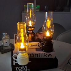 아는친구네 LED 흔들리는 리얼 촛불 스윙 램프 미니 호롱불 불멍 가짜 빈티지 캠핑랜턴, 블랙