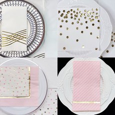 오릴리 금박 땡땡이 접대용 냅킨 16탄 골드호일 시리즈, 1세트, 16개입, 금박 웨이브 L 40cm