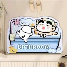 크레용 신짱 미키 수분을 잘 흡수하고 쾌적한 규조토 매트, 화이트 퍼피와 보이, 1개