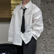 Houlikids 男童學院風寬鬆長袖襯衫 白色 韓版百搭春季童裝
