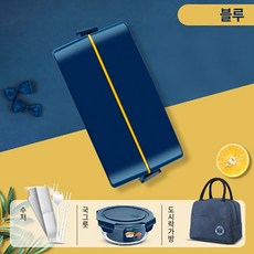WH 젓가락과 국사발이 들어있는2단 도시락 세트, 블루, 1100ML, 5개