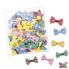 DIY手作材料 六色 5分方格蝴蝶結 一包120入 蝴蝶結 格子蝴蝶結, 1個, (6色)5分方格結, 紅、黃、粉紅、綠、藍、咖啡