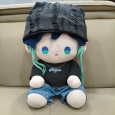 40cm 앉아 있는 면인형 옷 35cm 스팟 하늘색 귀여운 인형옷세트, 35cm 인형 옷, 회색 6점 앉는 자세 (옷+바지+모자+목걸이+귀걸이+핀