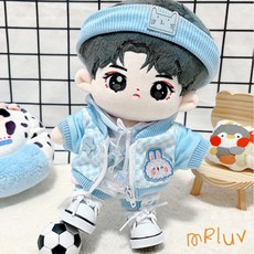 [mRluv] 20cm 인형옷 솜인형 후드티 봉제인형 사람 솜깅이, 하늘색 인형옷, 1세트