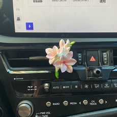 DFMEI 小蒼蘭花朵車載香薰高級感香水汽車出風口裝飾擴香石車內飾品擺件, 1個, 漸變紫小蒼蘭(無香):如圖