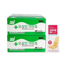 유성진 가아제 중형(7.5cmx7.5cm) 대용량 200매X2박스 + 지우개밴드 10매입, 1세트