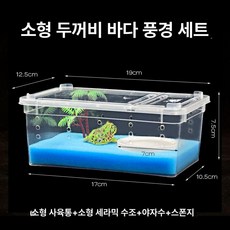 아크릴 사육장 양서류 사육 게코 팩맨 거북이 투명 용품 피그미다람쥐 오픈형 집 대형 세트, 1개, 소형개구리해양경관세트
