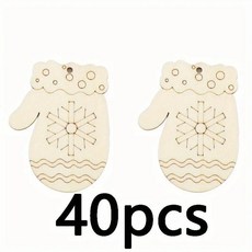 크리스마스 나무 공예 라벨 휴일 트리 장식 종이 커팅 페인팅, 1개, 3. 40pcs