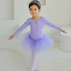 원이가게 아동 유아 여아 러블리 긴팔 소매 퍼플 보라 발레복 공주 원피스