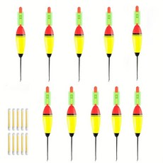 Hqzoomee 찌 원터치 채비 세트 바다 구멍찌 세트 야간 낚시에 좋음 막대찌 바다 및 민물 낚시 적용YGBFP10PCS, 레드+옐로우(10g), 10개