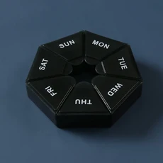7일 알약 보관 상자 미니 여행 휴대용 의약품 디스펜서 다기능 플라스틱 구획 실러, 08 Black