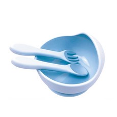 【海夫健康生活館】RH-HEF 吸盤防傾倒 矽膠止滑防灑碗 老人兒童學習餐具 一組入(ZHCN2327), 1個, 藍色