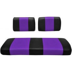 야마하 G-2/G-9 골프카트용 시트 커버 교체 - 전면 벤치 프리미엄 마린 비닐 5개 패널 스티칭 스테이플로 고정하는 설치 방식 투톤 골프카트 화이트, 검정 & 보라