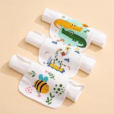 嬰兒童純棉紗布吸汗巾 寶寶墊背巾, 1個, 3條裝-恐龍樂園-4層 汗少推薦 ,小號 S碼 0-1嵗