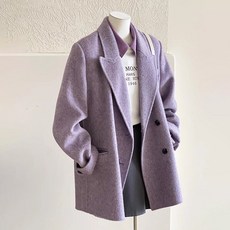 ORZQU 가을겨울 여성 캐주얼 오버핏 모직 누빔 안감 미디 코트