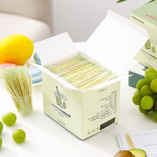 竹木簽 獨立包裝 雙頭一次性牙籤 盒裝家用餐廳, 1個, 1個裝