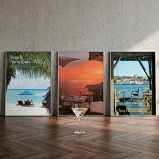 컨티뉴 바다 힐링 선셋 3종 대형 포스터 세트 A2 59cm