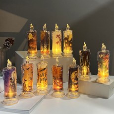 [도매플랜]할로윈 양초 LED 캠핑조명 미니랜턴 감성 촛대 호박등 건전지 인테리어 무드등, 1.해골손