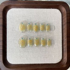 도쿄네일 10p 노랑빛 글리터 파츠 그라데이션 치크네일팁 볼터치 네일 일본st