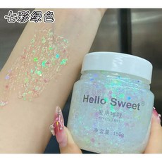 Hello Sweet 亮片髮用啫喱膏 舞台造型, 1個, 七彩