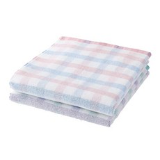 Kosugizen 목욕 타월 부드러운 파인 체크 2색 각각 1장씩 60×120 cm 부드러운 촉감 가는 실 파일 사용 2매 세트 SV-6216-2, 상세페이지 참조, 1개