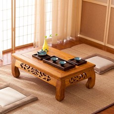 일본식 찻상 한옥 다과상 디저트 50x40x25 내츄럴 반상 티테이블, C. 오래된 느릅나무 원목 색상 60x40x25