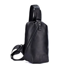 真皮男包 單肩斜挎胸包 頭層牛皮休閒側背包 台灣出貨, 099黑色