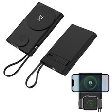RTOL 초고속 대용량 일체형 맥세이프 워치 무선 충전 PD22.5W 보조배터리 10000mAh, 블랙